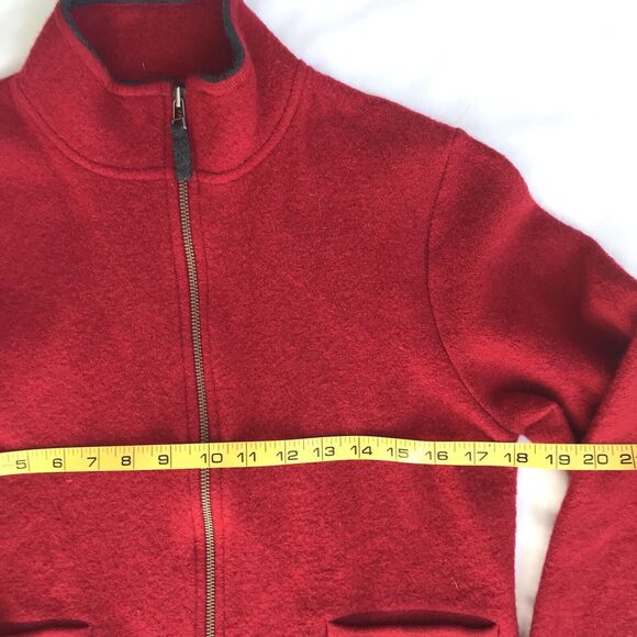 Woolrich Sweater Women Small Full Zip Wool Ruby Red Pocket Cardigan Vintage Mock - Picture 6 of 8